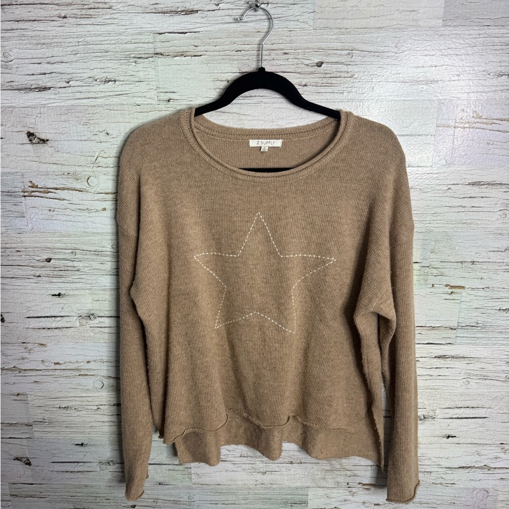 Z SUPPLY Star Modern Weekender Sweater  brown size small oversized
